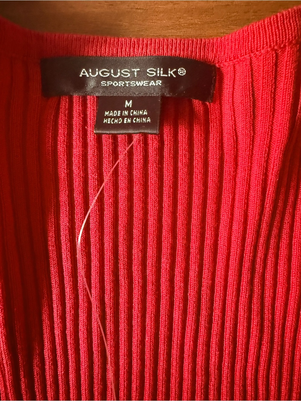 august silk Red Ribbed Crewneck Sweater